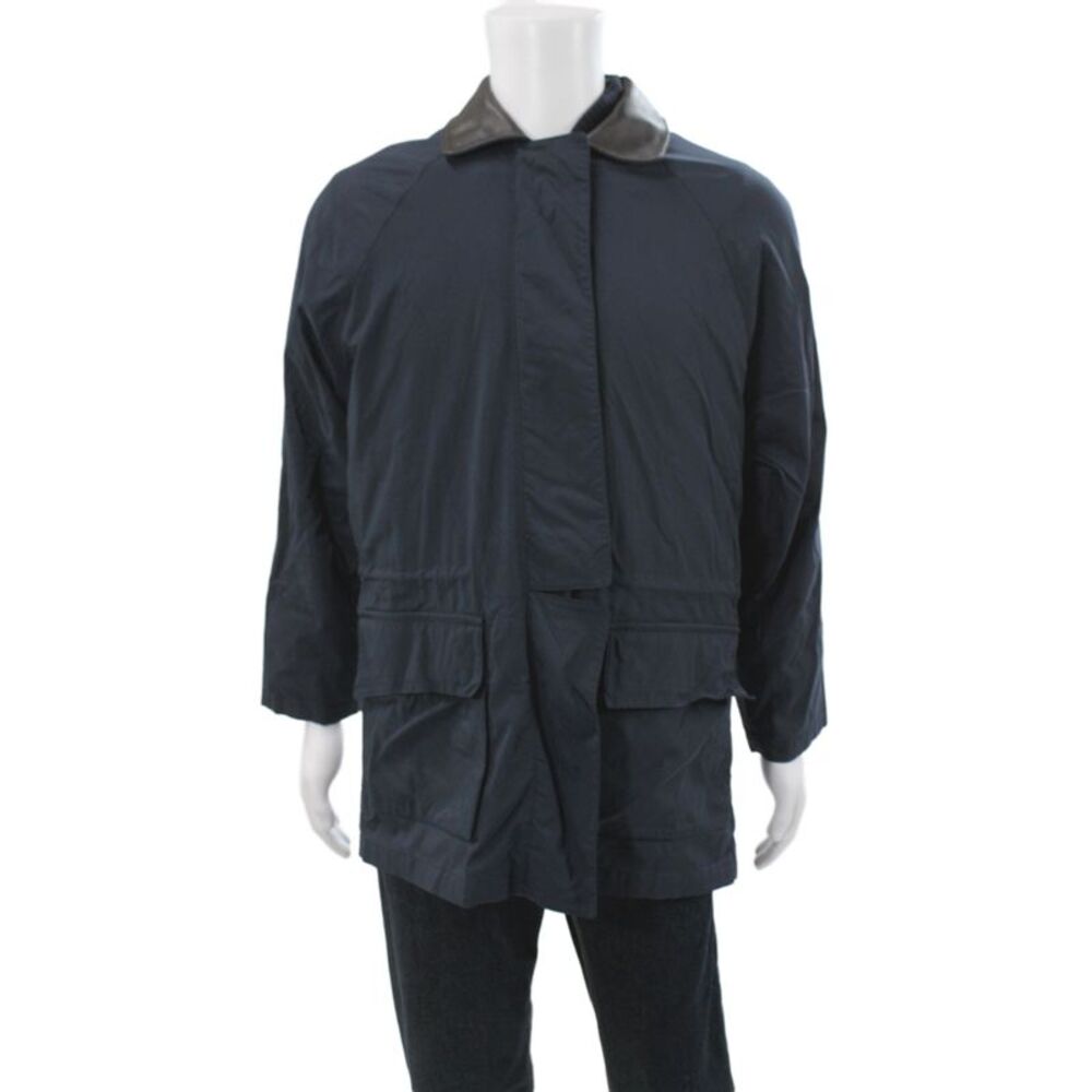 Loro Piana Mens Horsey Parka Jacket Blue Nylon Button Size L